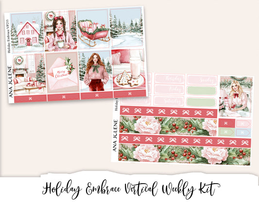 HOLIDAY EMBRACE  Planner Sticker Kit (Vertical Weekly)