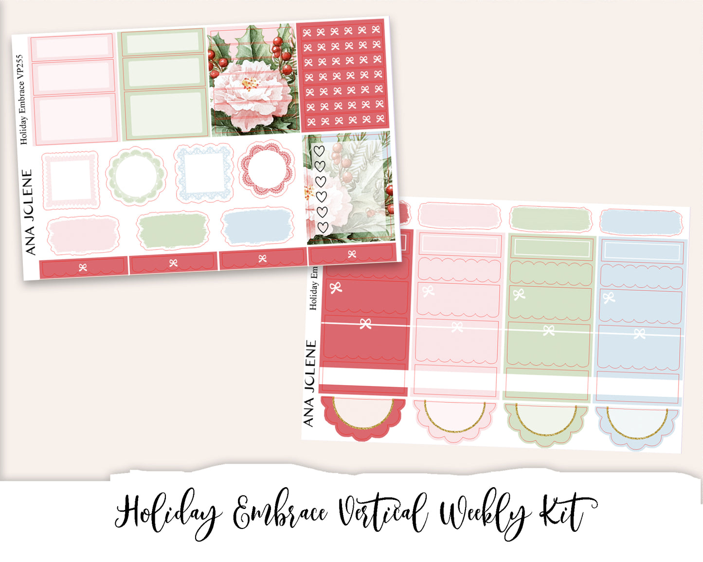 HOLIDAY EMBRACE  Planner Sticker Kit (Vertical Weekly)