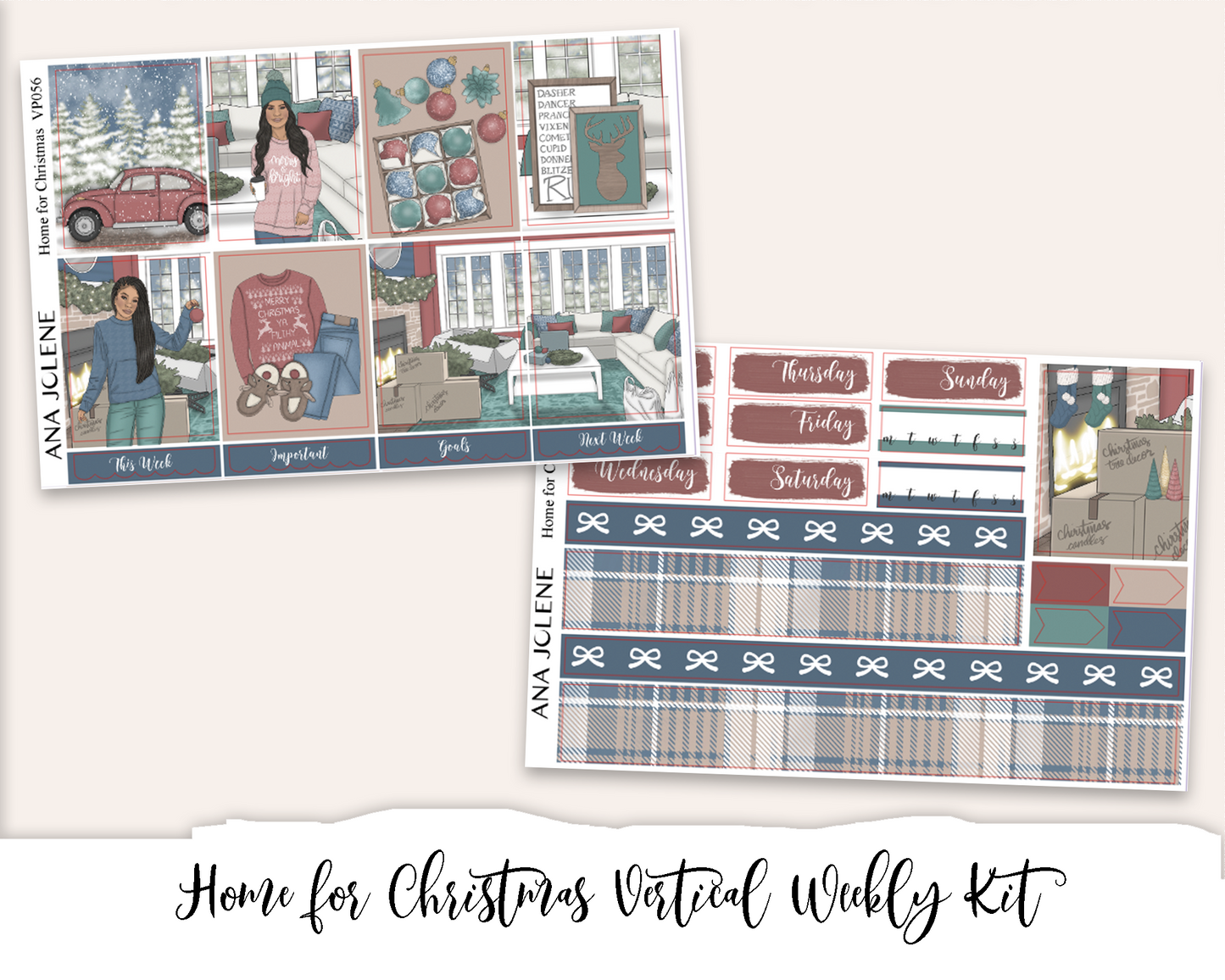 HOME FOR CHRISTMAS Planner Sticker Kit (Vertical Weekly)