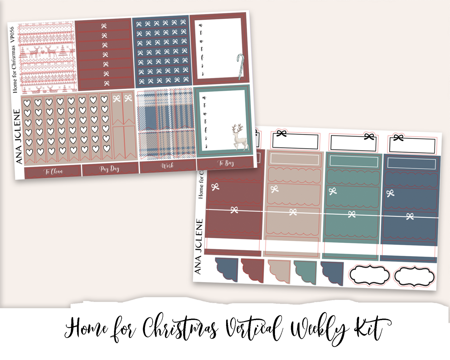 HOME FOR CHRISTMAS Planner Sticker Kit (Vertical Weekly)