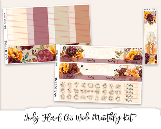 INDY FLORAL Monthly Planner Sticker Kit (A5Wide)