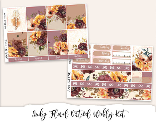INDY FLORAL Planner Sticker Kit (Vertical Weekly)