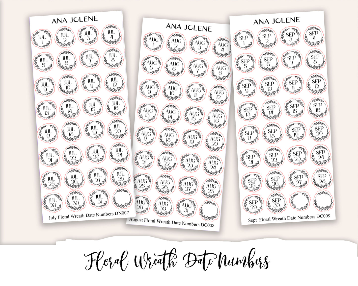 Floral Wreath Date Numbers