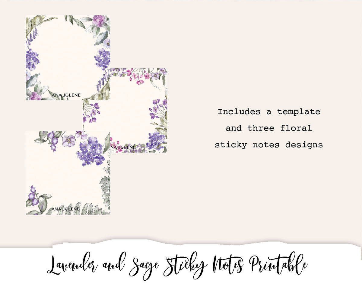 Lavander Note Lavender and Sage Sticky Notes Printable – anajolene