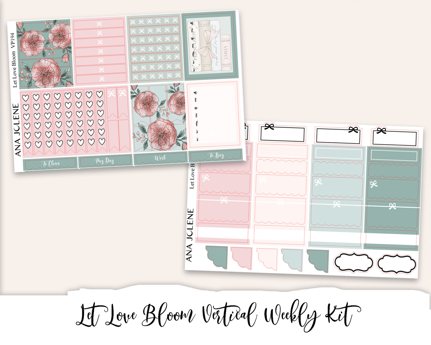 LET LOVE BLOOM Planner Sticker Kit (Vertical Weekly)