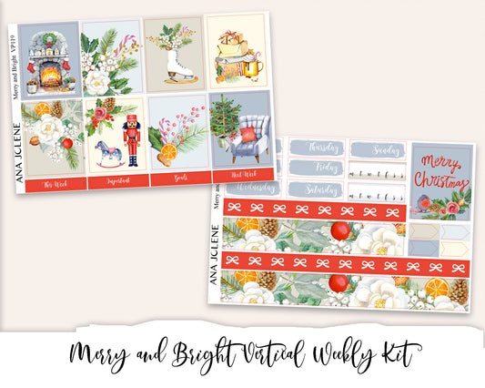 MERRY AND BRIGHT Planner Sticker Kit (Vertical Weekly)