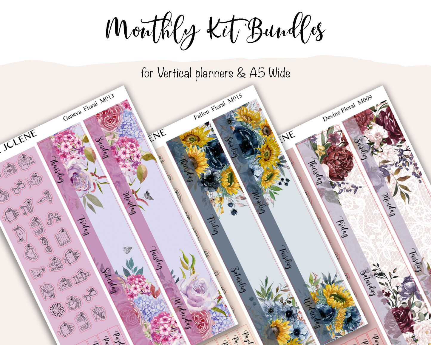 Monthly Kits for A5Wide inserts Bundle 3