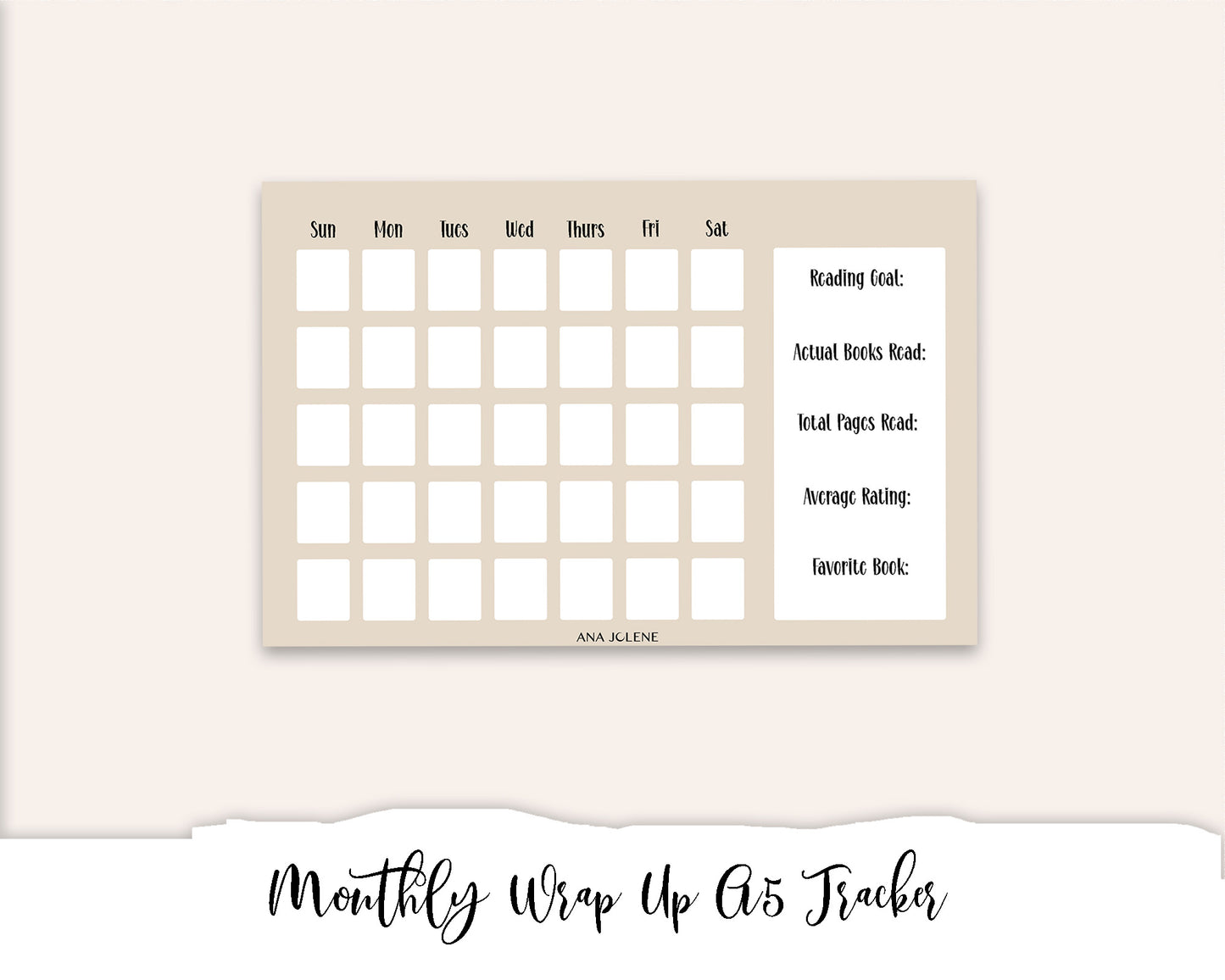 Monthly Wrap Up Tracker Full Page Sticker - A5 Reading Journal