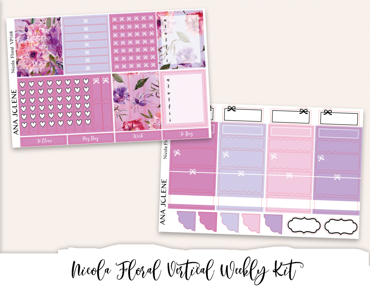 NICOLA FLORAL Planner Sticker Kit (Vertical Weekly)