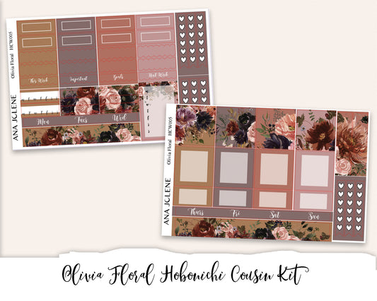 OLIVIA FLORAL  Hobonichi Cousin Weekly Planner Sticker Kit