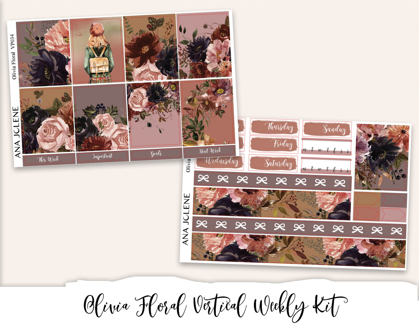 OLIVIA FLORAL Planner Sticker Kit (Vertical Weekly)