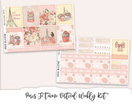 PARIS JE T'AIME Planner Sticker Kit (Vertical Weekly)