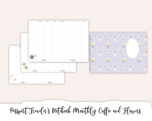 Passport Traveler's Notebook Printable - Monthly Coffee and Flowers