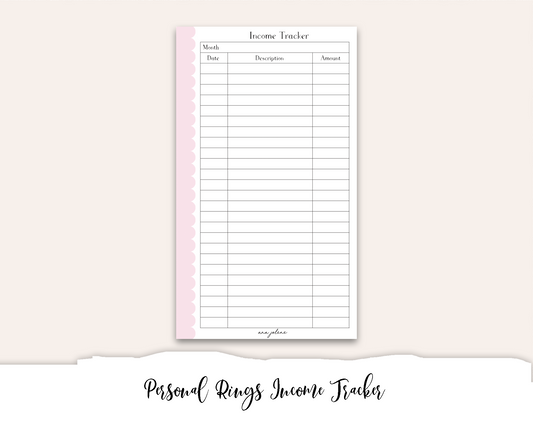 Personal Rings Income Tracker Printable