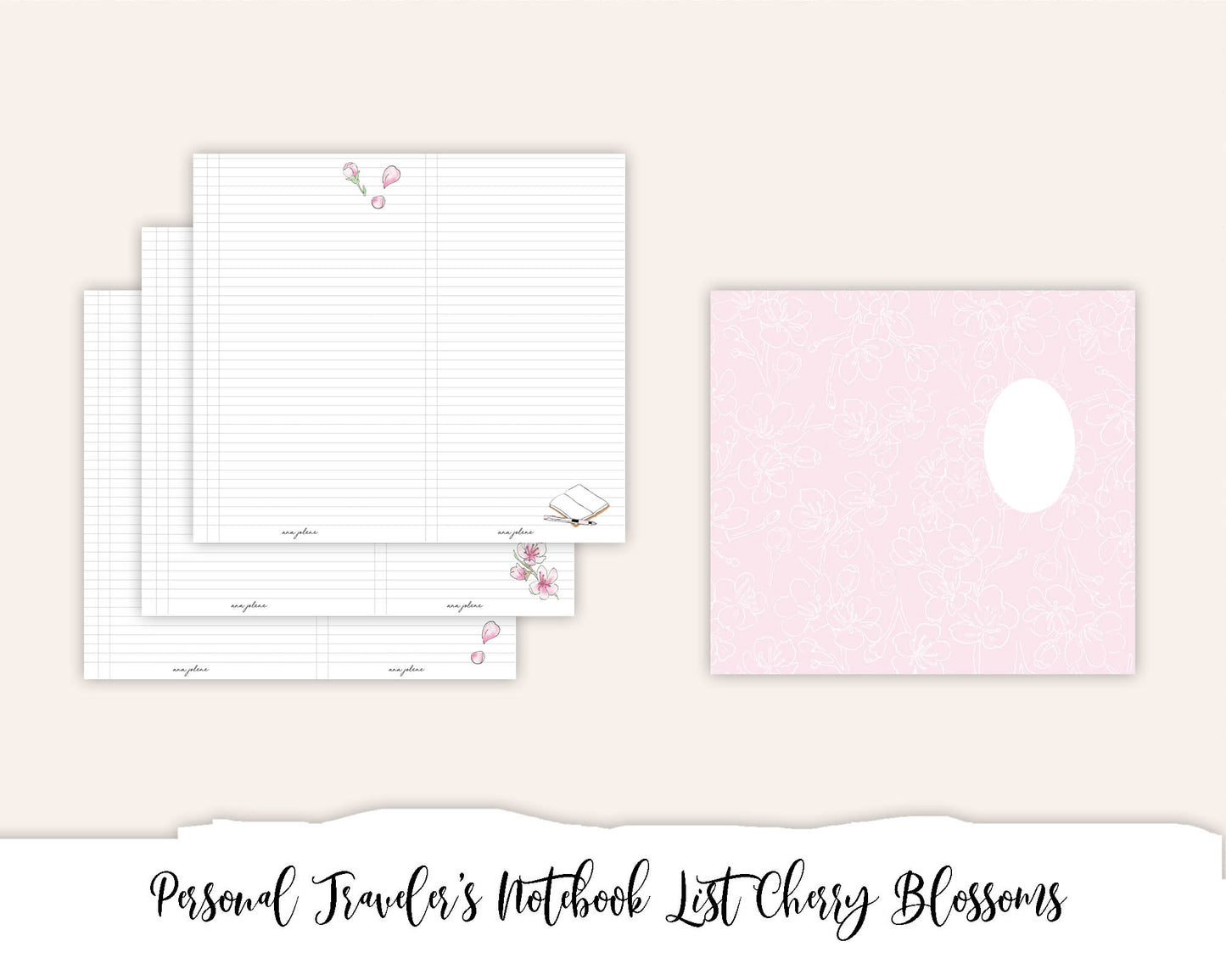 Personal Traveler's Notebook Printable - Lists Cherry Blossom