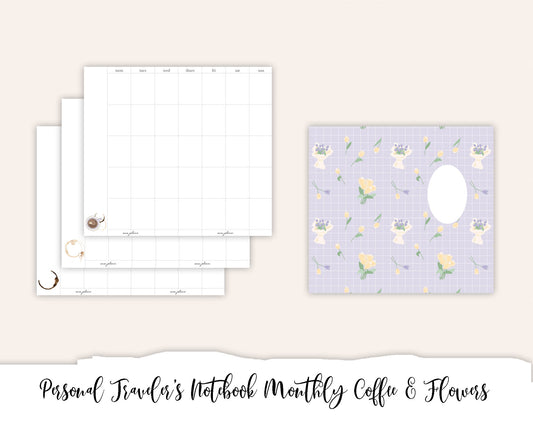 Personal Traveler's Notebook Printable - Monthly Coffee & Flowers