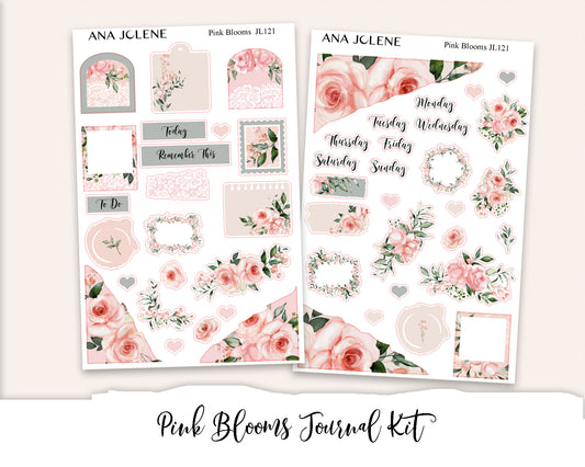 PINK BLOOMS Mini Journal Sticker Kit