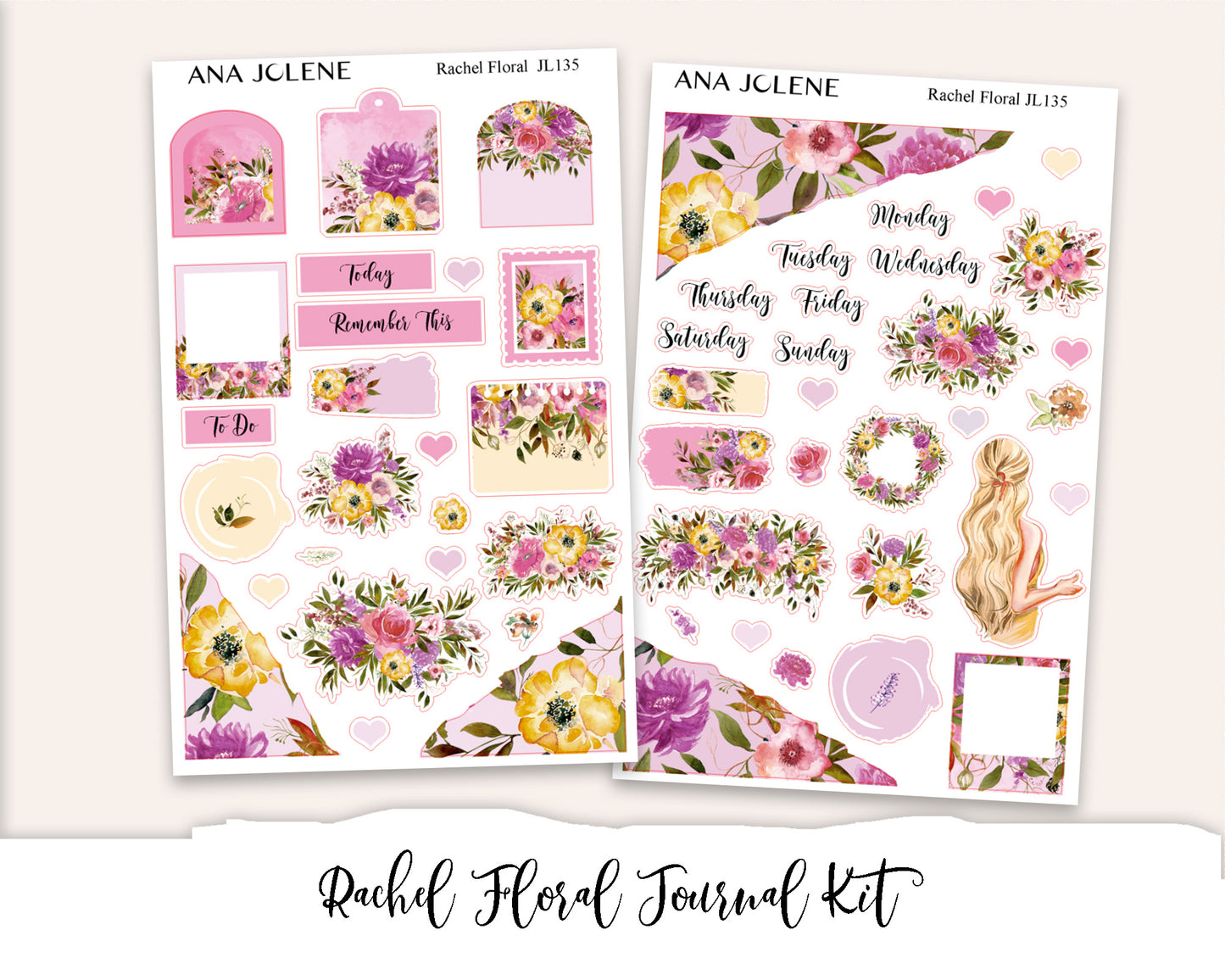 RACHEL FLORAL Full Journal Sticker Kit