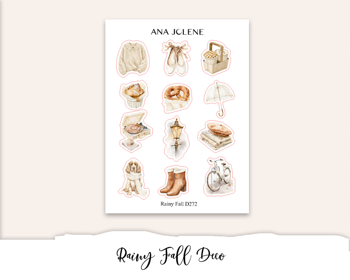 RAINY FALL Decorative Planner Sticker Kit