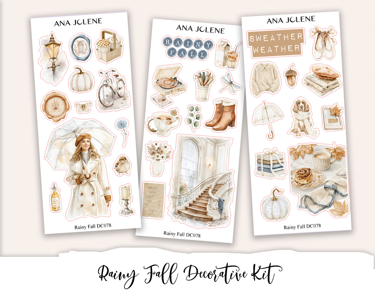 RAINY FALL Decorative Planner Sticker Kit