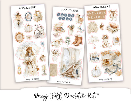 RAINY FALL Decorative Planner Sticker Kit
