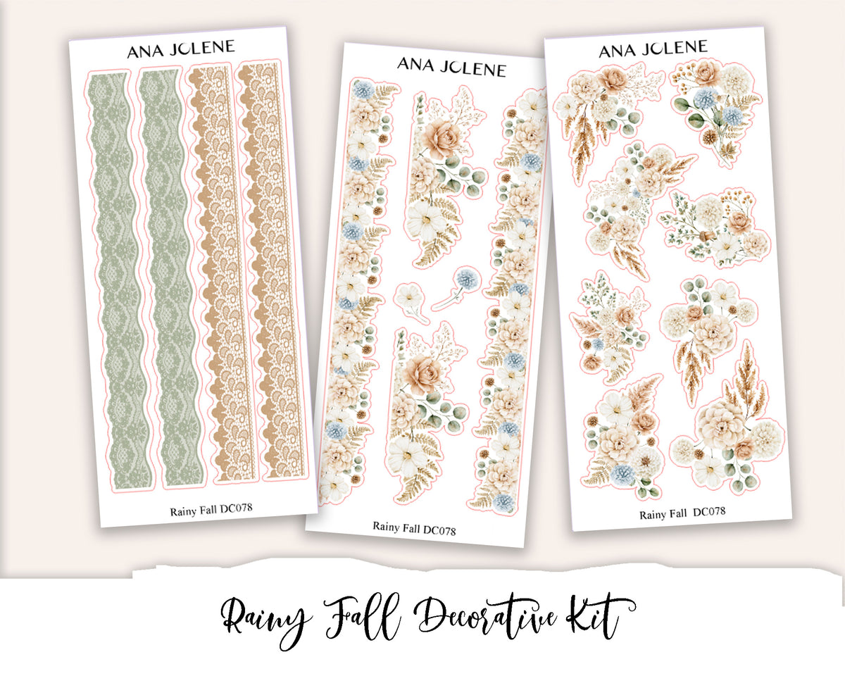 RAINY FALL Decorative Planner Sticker Kit
