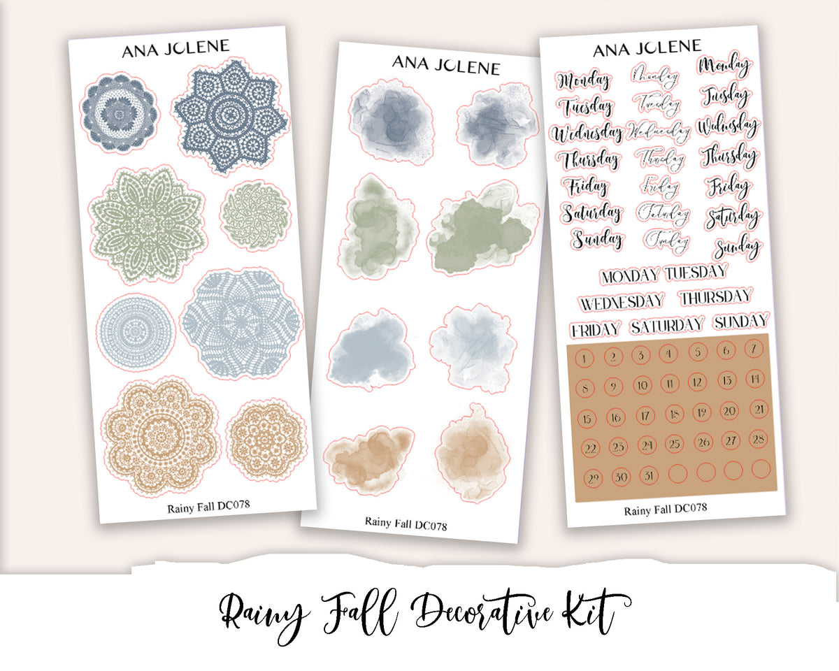 RAINY FALL Decorative Planner Sticker Kit