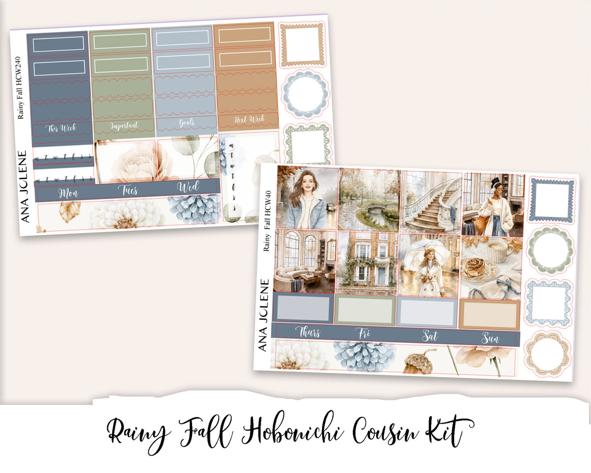 RAINY FALL Hobonichi Cousin Weekly Planner Sticker Kit