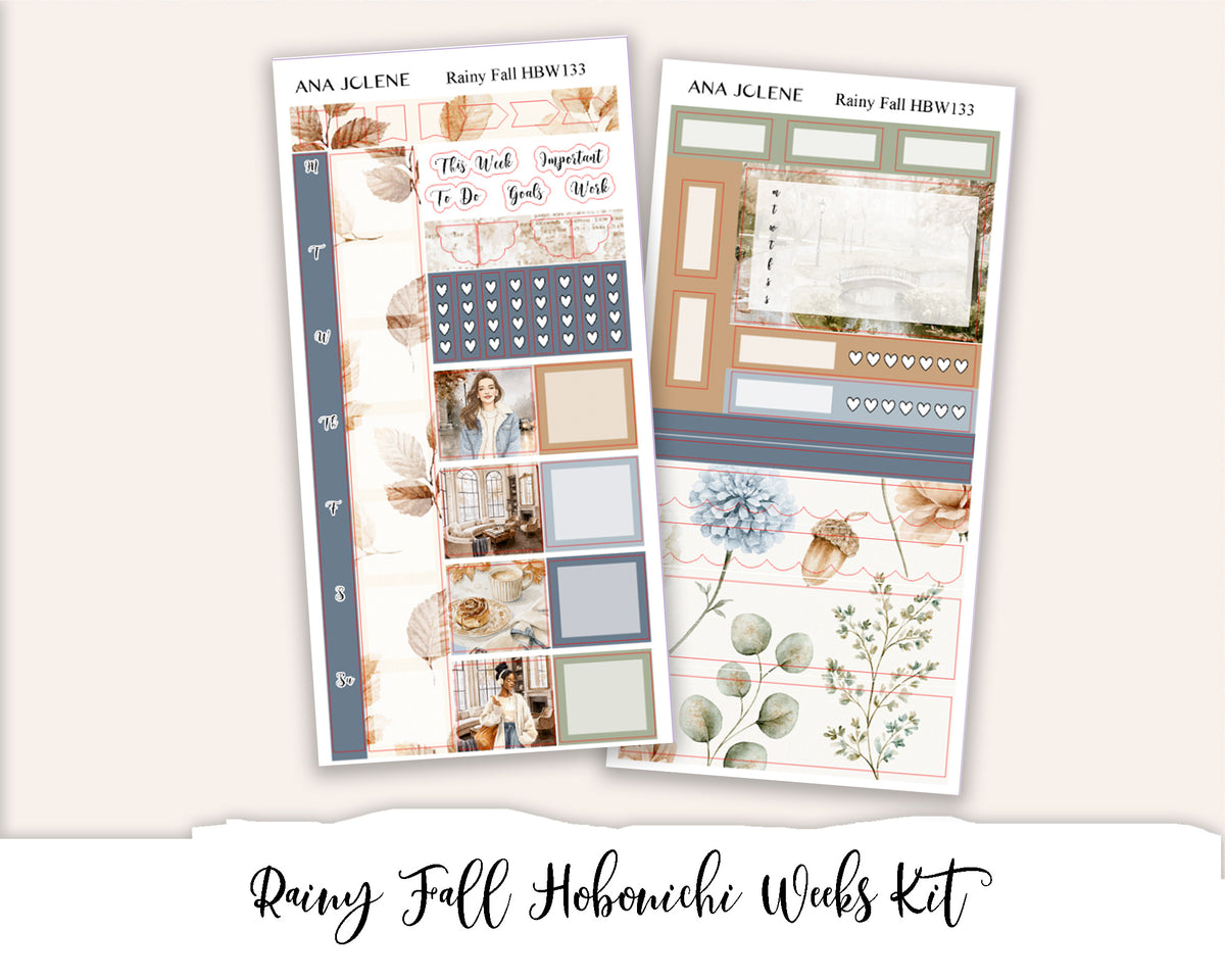 RAINY FALL Hobonichi Weeks Planner Sticker Kit