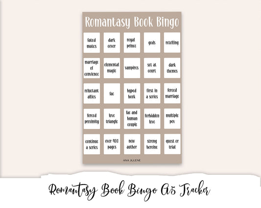 Romantasy Book Bingo Tracker Full Page Sticker - A5 Reading Journal