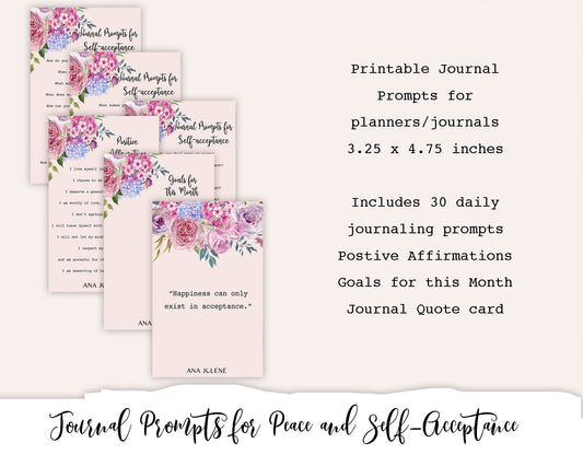 Journal Prompts for Peace and Self Acceptance Printable