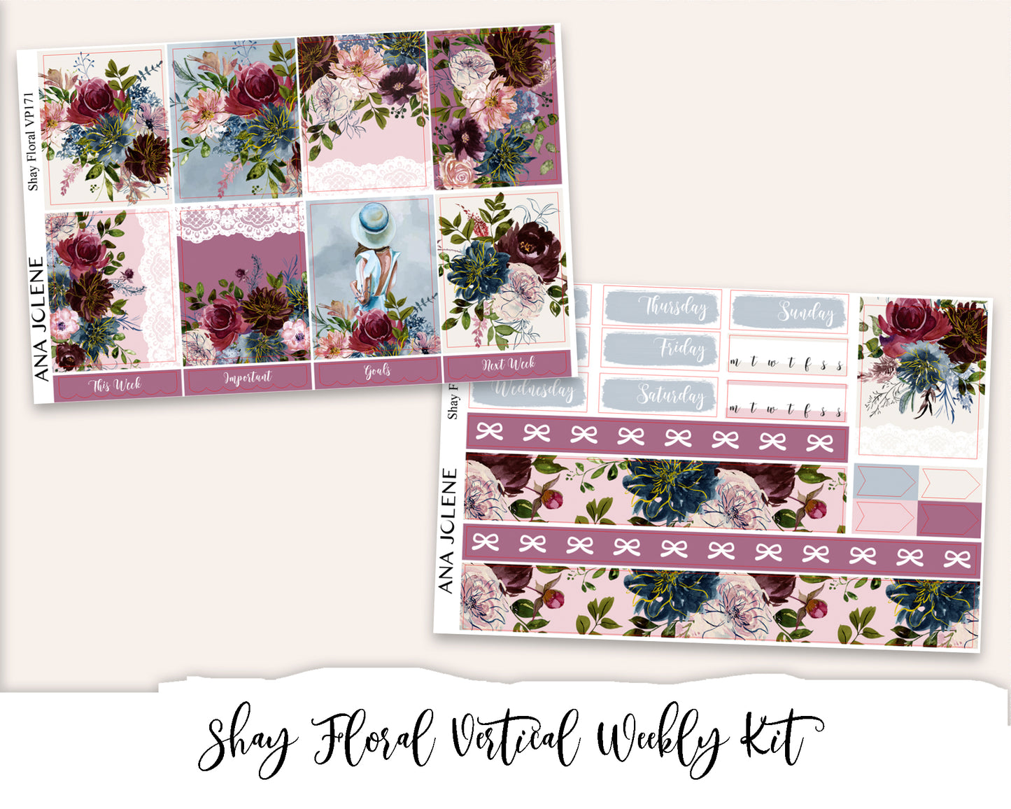 SHAY  FLORAL Planner Sticker Kit (Vertical Weekly)