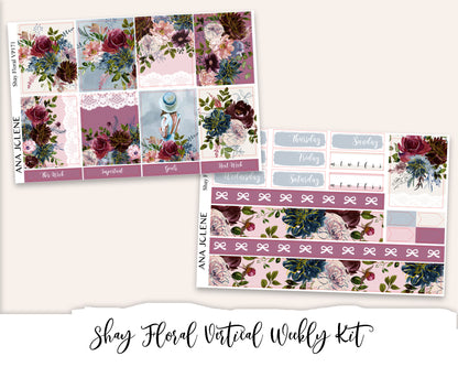 SHAY  FLORAL Planner Sticker Kit (Vertical Weekly)