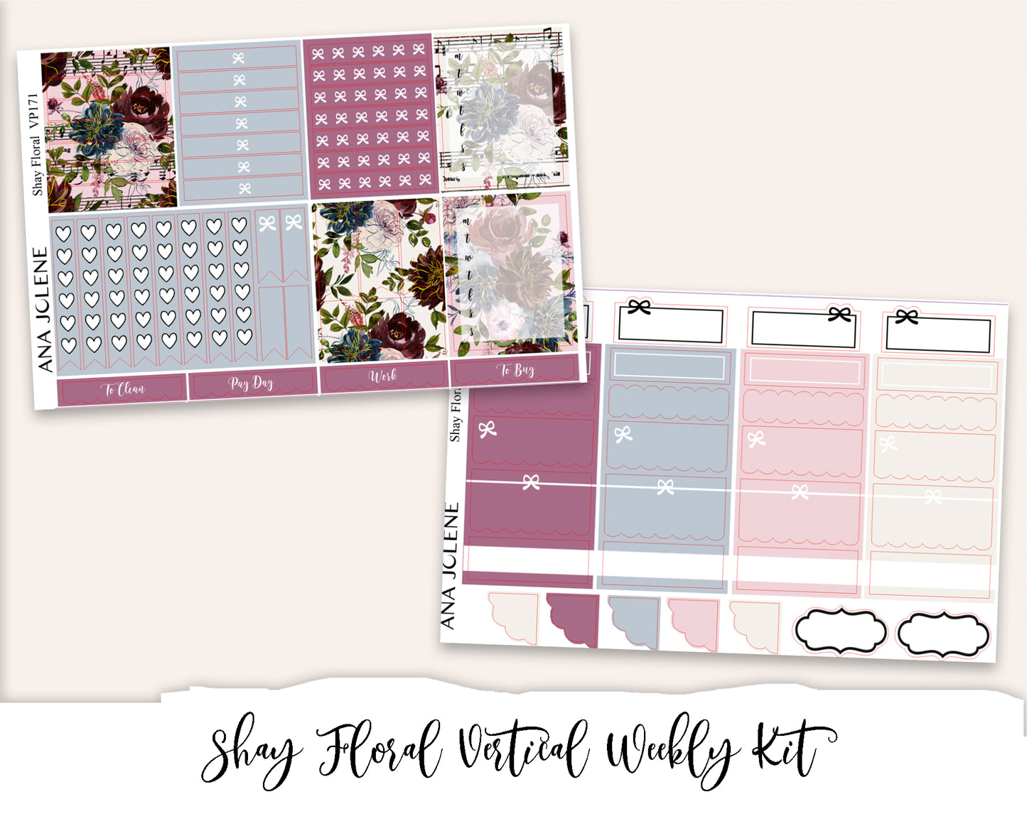 SHAY  FLORAL Planner Sticker Kit (Vertical Weekly)