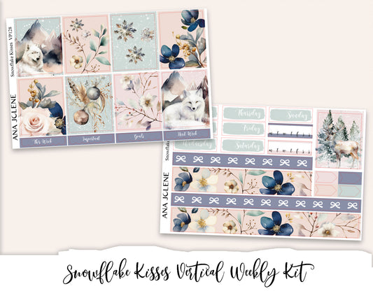 SNOWFLAKE KISSES Planner Sticker Kit (Vertical Weekly)