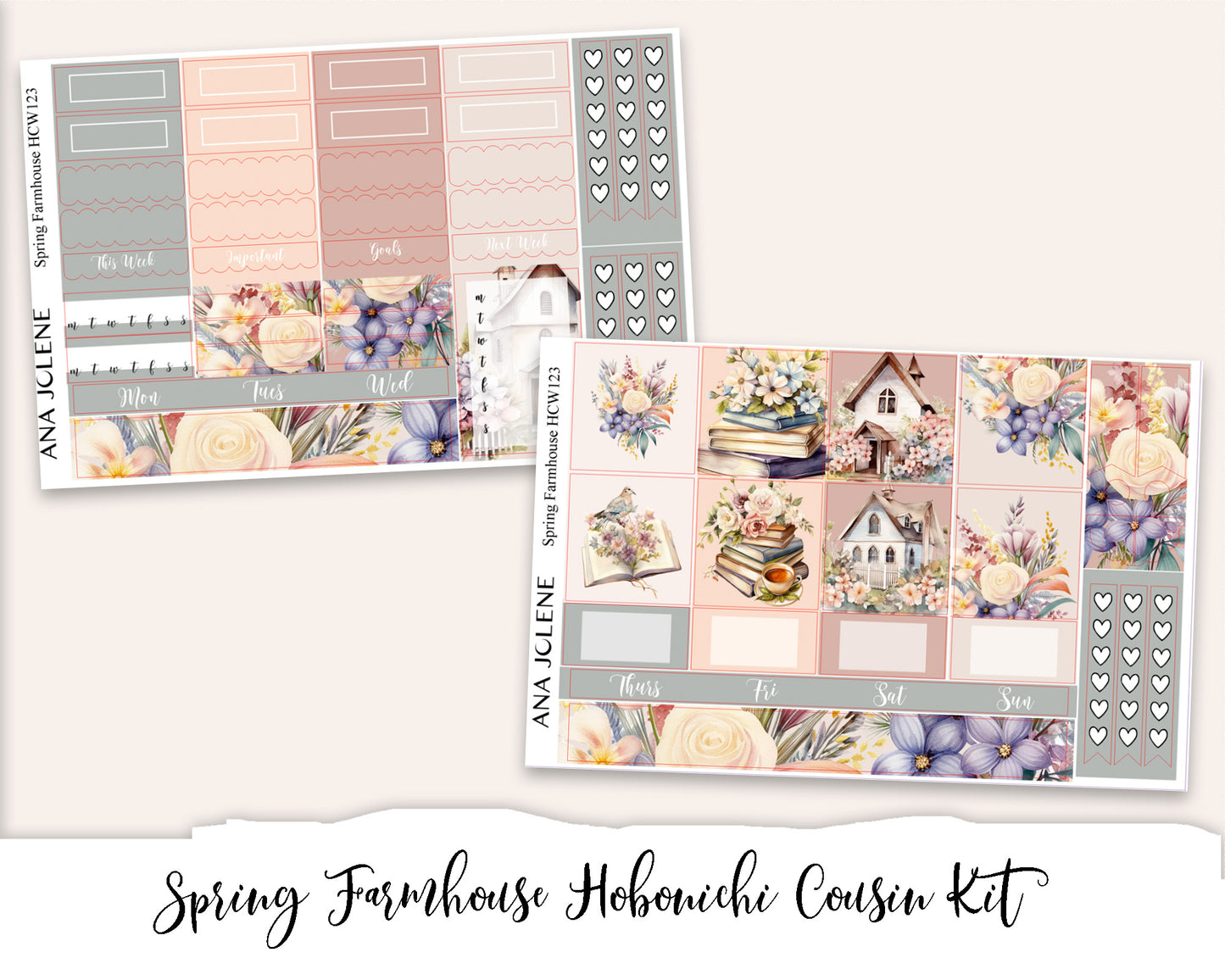 SPRING FARMHOUSE Hobonichi Cousin Weekly Planner Sticker Kit