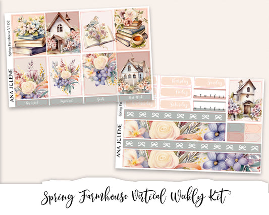 SPRING FARMHOUSE Planner Sticker Kit (Vertical Weekly)