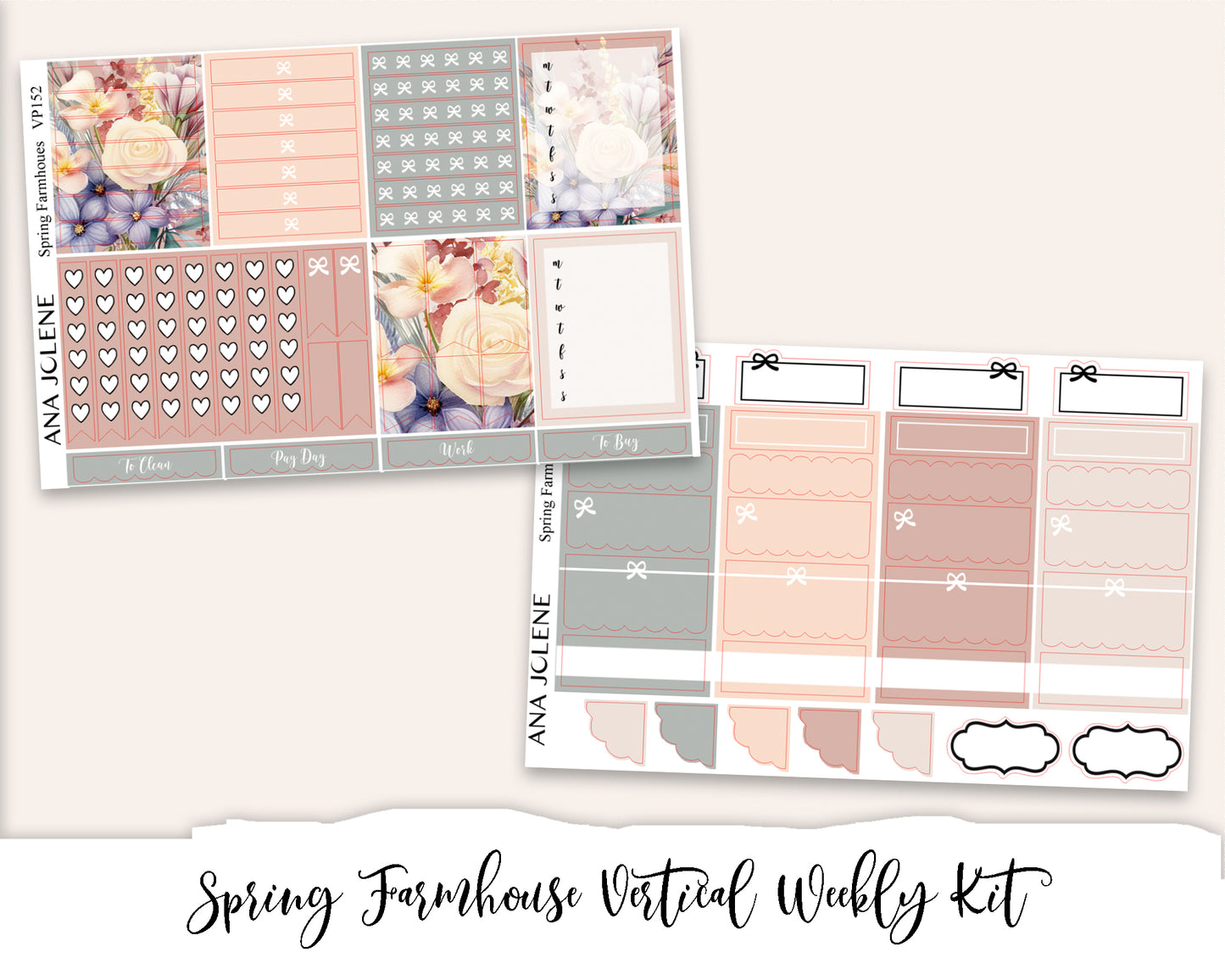 SPRING FARMHOUSE Planner Sticker Kit (Vertical Weekly)