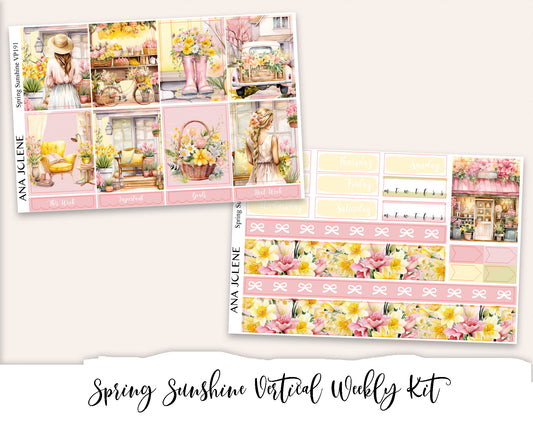 SPRING SUNSHINE Planner Sticker Kit (Vertical Weekly)