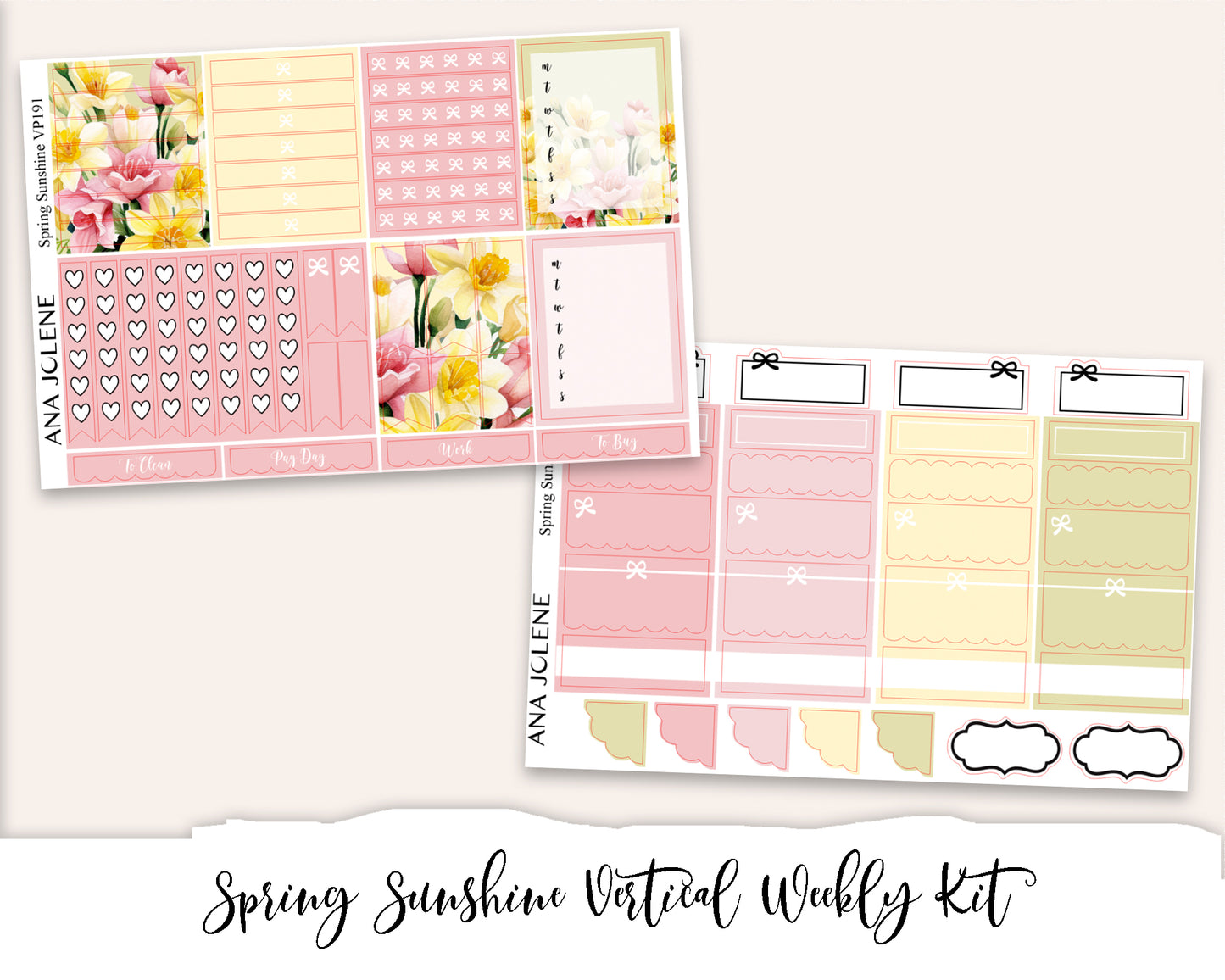 SPRING SUNSHINE Planner Sticker Kit (Vertical Weekly)