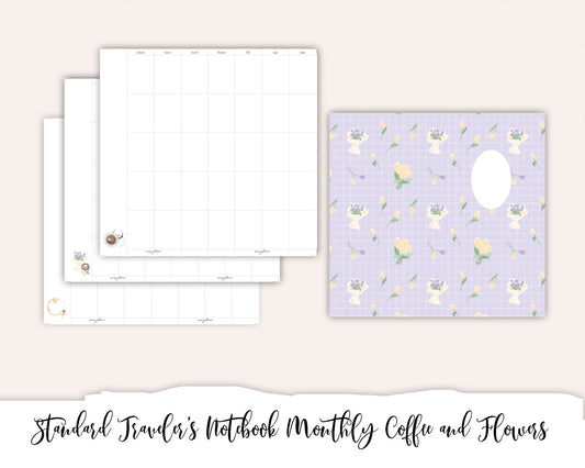 Standard Traveler's Notebook Printable - Monthly Coffee and Flowers