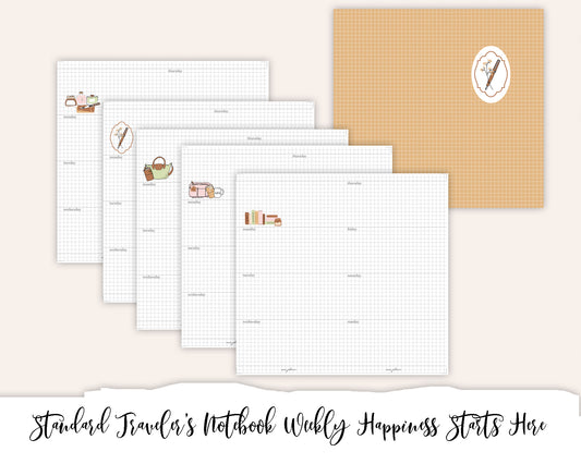 Standard Traveler's Notebook Printable - Happiness Starts Here Horizontal Weekly