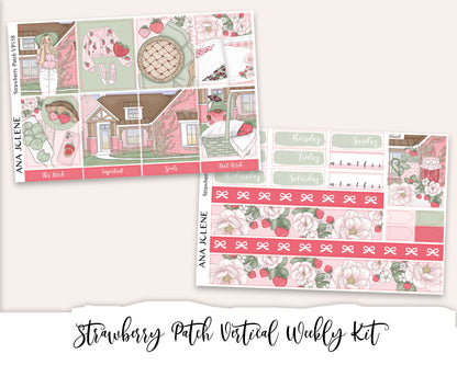STRAWBERRY PATCH Planner Sticker Kit (Vertical Weekly)