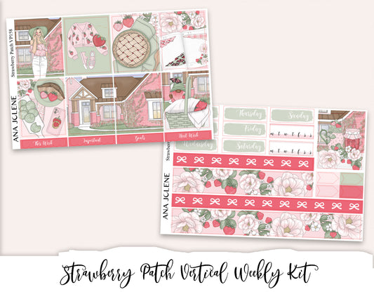 STRAWBERRY PATCH Planner Sticker Kit (Vertical Weekly)