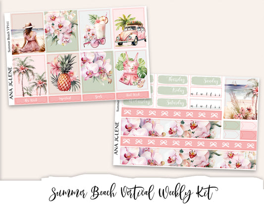 SUMMER BEACH Planner Sticker Kit (Vertical Weekly)
