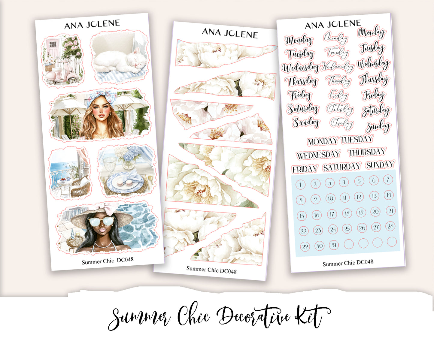 SUMMER CHIC Decorative Planner Sticker Kit