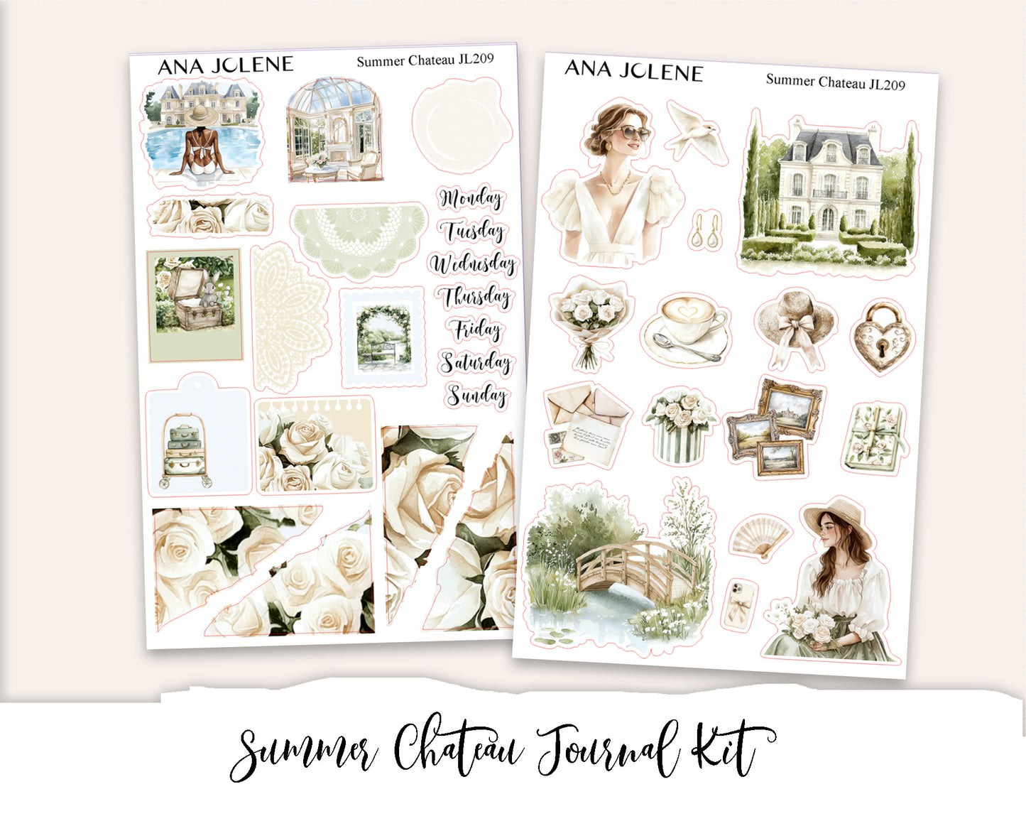 SUMMER CHATEAU Planner Sticker Kit (Vertical Weekly)