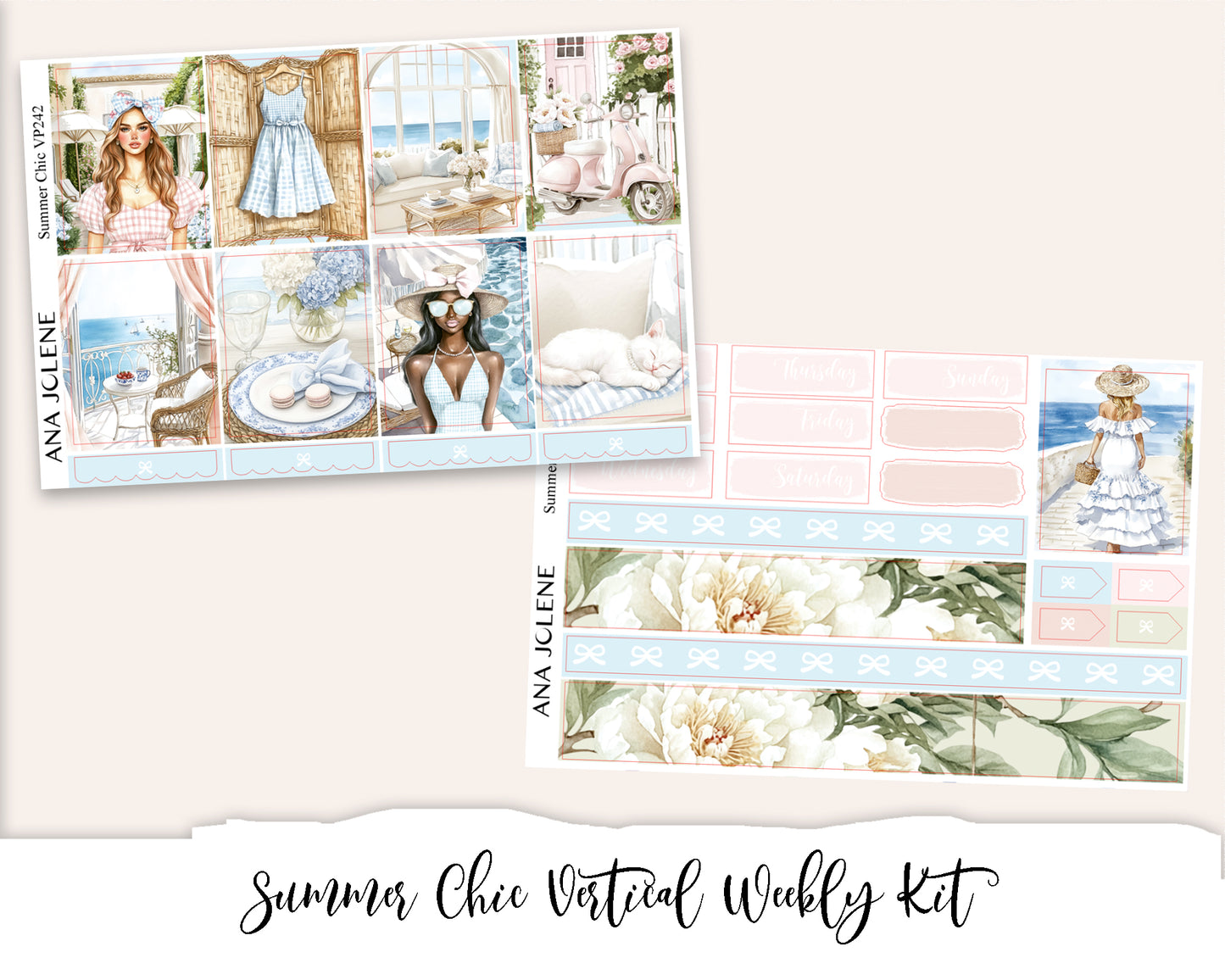 SUMMER CHIC  Planner Sticker Kit (Vertical Weekly)