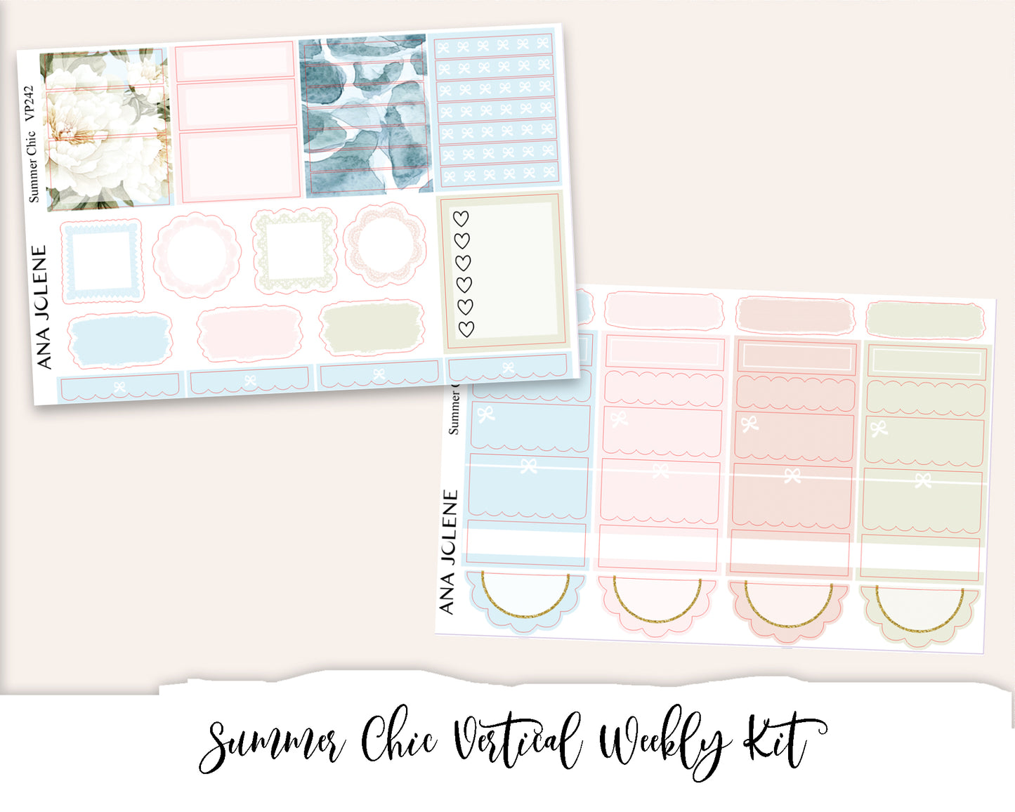 SUMMER CHIC  Planner Sticker Kit (Vertical Weekly)