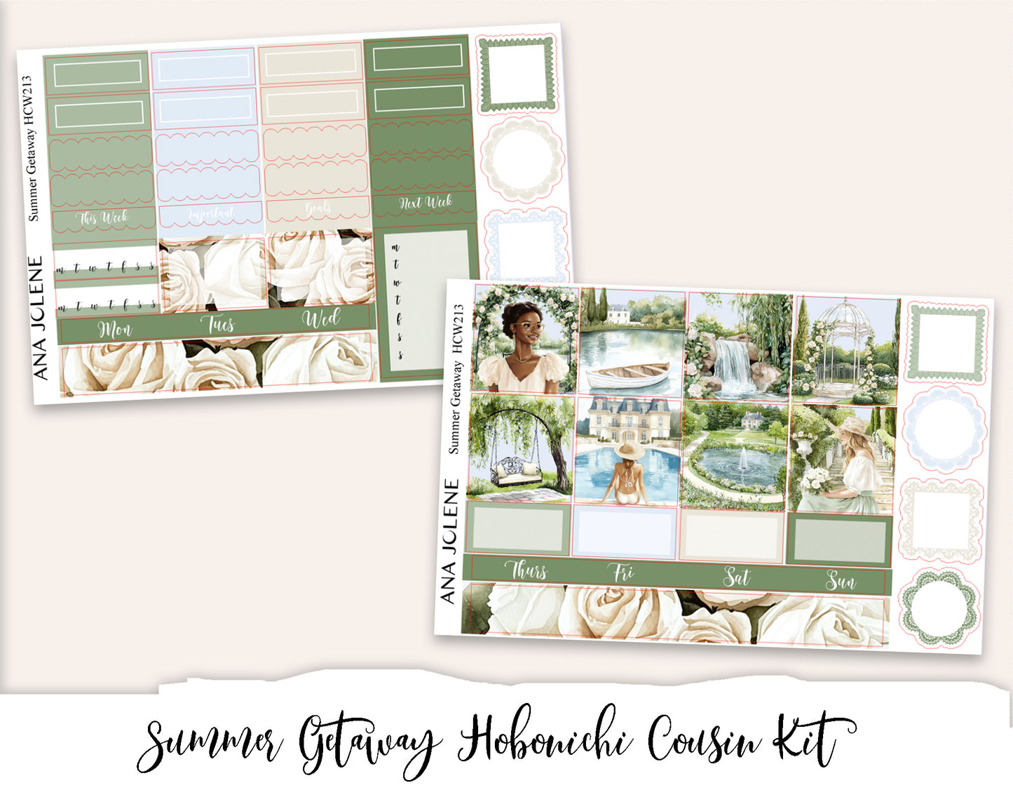 SUMMER GETAWAY Hobonichi Cousin Weekly Planner Sticker Kit